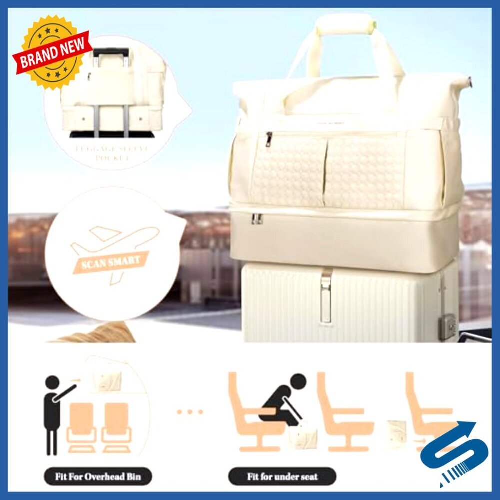 40L Waterproof Duffel Bag with Shoe Compartment, Wet Pocket, Trolley Sleeve - Picture 6 of 7